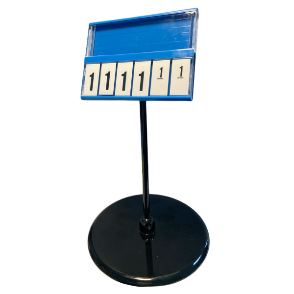 1_Кассета цен А8 ГОЛУБАЯ regular на ЧЕРНОМ держ.100мм на больш.круг.подстав.PC-BASE-XL-CLIP-А8-100