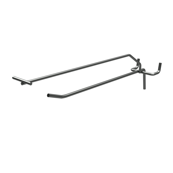 sk_Крючок одинарный с ценникодержателем 250 мм, d5 мм для перфорации, шаг 50мм, Хром