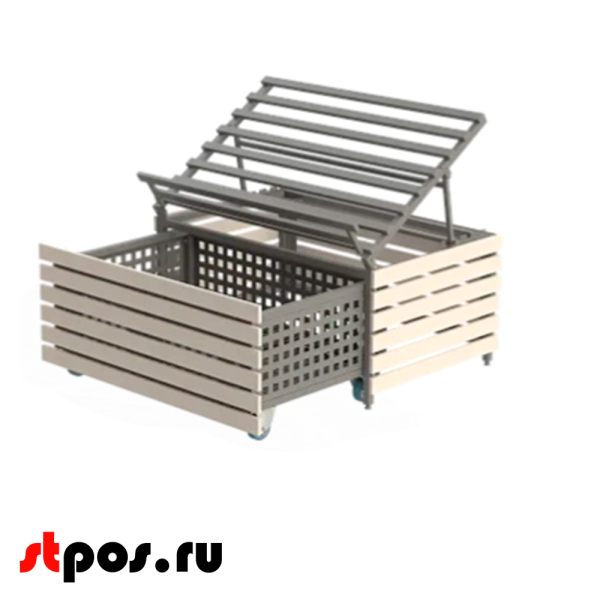 00_Дисплей фруктово-овощной с выкатным ящиком Нордика, 566х810х1200 мм