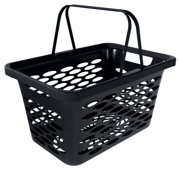 sk_Корзина покупательская пластиковая с 2 складывающимися ручками 20 л, Тёмно-серая