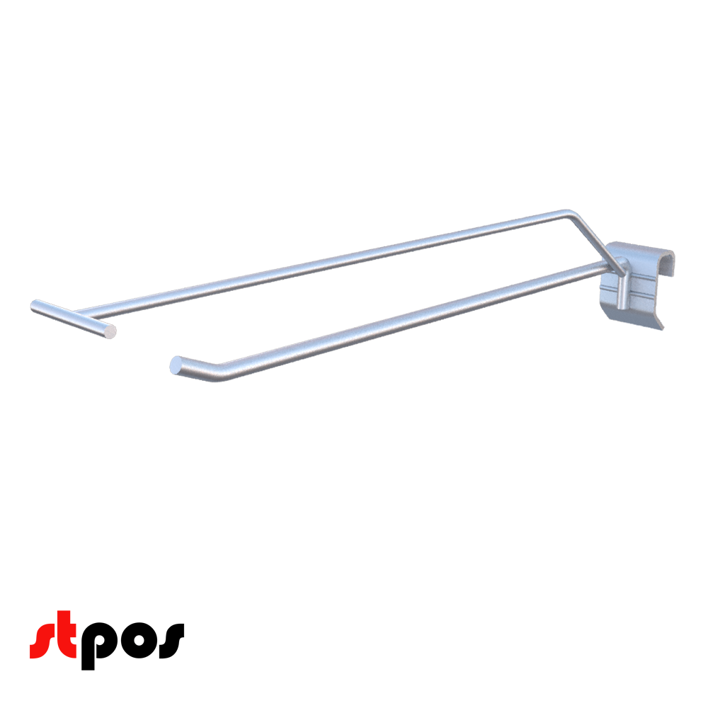 00_Крючок для штанги 30х15 (профиль) одинарный 300мм с ценником, покрытие цинк-хром, d6d4