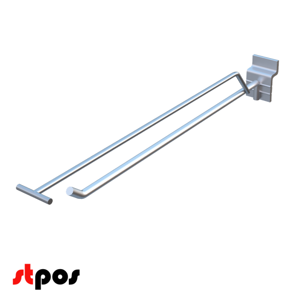 00_Крючок для экономпанели одинарный с ценникодержателем 300мм, d6d4, цинк-хром, УСИЛЕННЫЙ