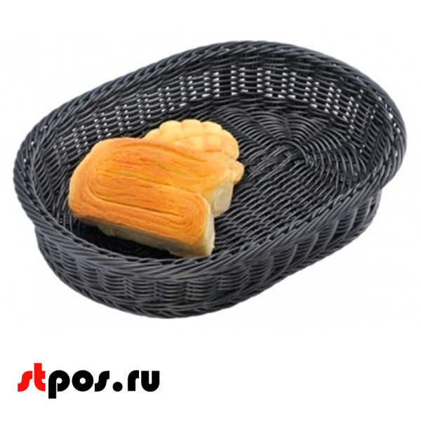 00_Корзинка плетеная, пластиковая, овальная, 400х300х80 мм, Черный