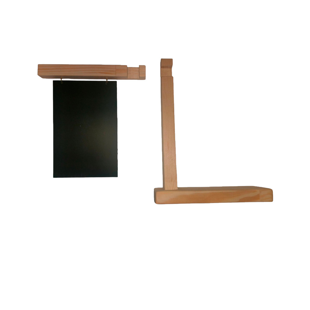 02_Табличка меловая вертик.100х160мм, подвесная,двусторонняя на деревянном основ.220х170мм, натур.цвет