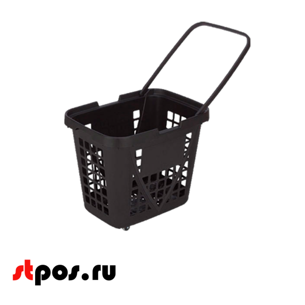 00_Корзина-тележка пластиковая 4 колеса 80л  XXL, Черный