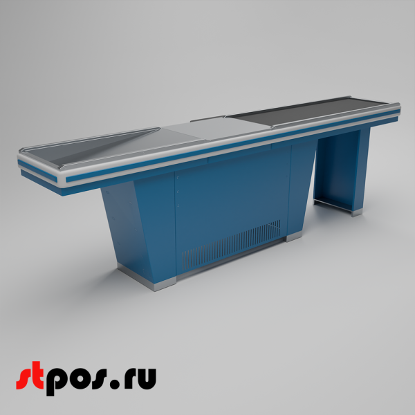 00_Кассовый бокс Stream-L-320-Т150 (тр-р 150см,шл_нерж.,б_выр_,уз_нак.), RAL5005, Синий, Левый