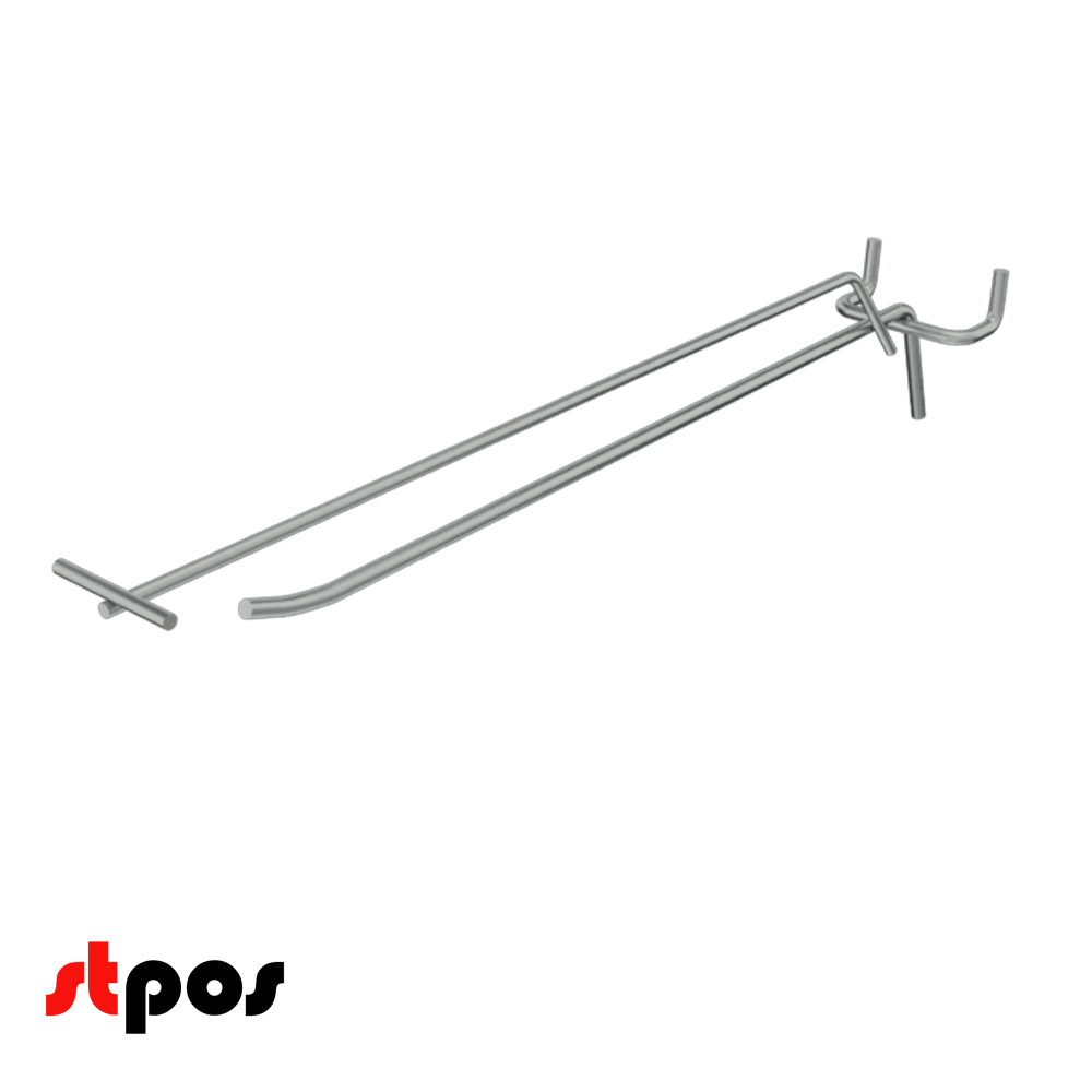 02_Крючок для перфорации одинарный с ценникодержателем 300мм, цинк-хром, d5d4, шаг 45