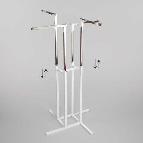 01_Вешало регулируемое 4-х рожковое OMV-007.P ширина 1150 мм, глубина 1150 мм, высота 1120-1750 мм, цвет белый глянец, хром