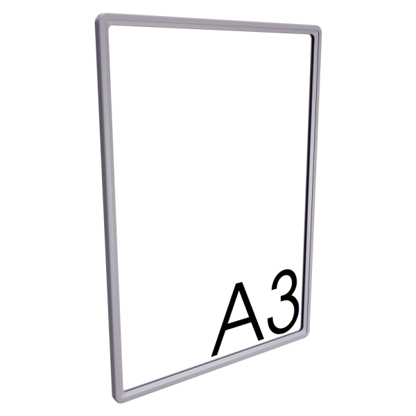 sk_Пластиковая рамка с закругленными углами формата А3 (297х420мм), PF-А3, Серый