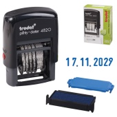 Датер автоматический TRODAT PRINTY 4820, оттиск 25х5мм, шрифт синий рус 4мм, прямоугольный, черный