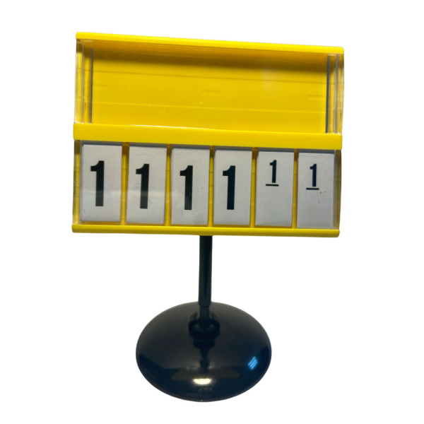 1_Кассета цен А8 ЖЕЛТАЯ regular на ЧЕРНОМ держат.50мм на малой круг.подстав.PC-BASE-VL-CLIP-А8-50