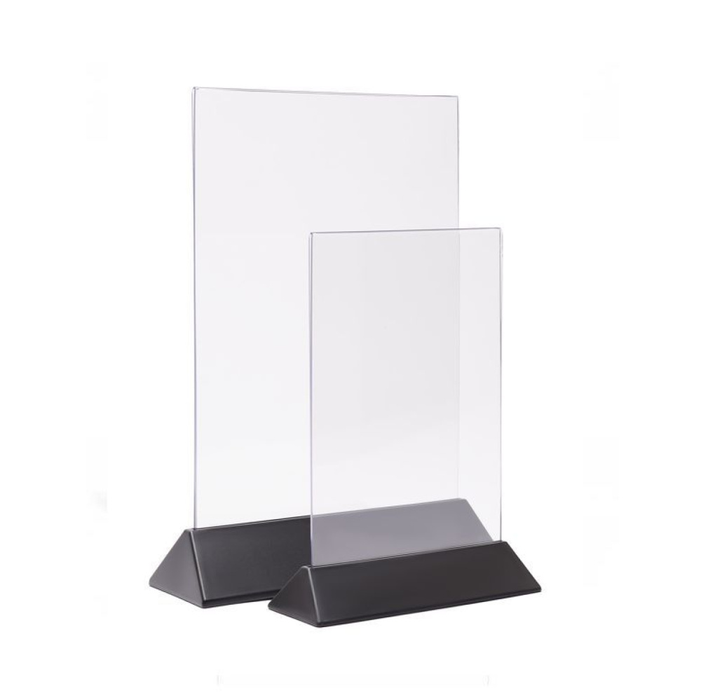 02_Тейбл-тент пластик, вертик трапецевидное черное основание