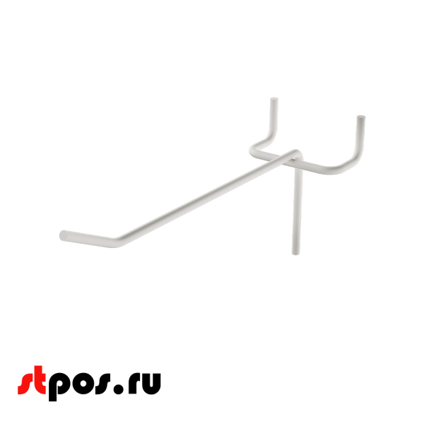00_Крючок для перфорации одинарный без ценникодержателя 150мм, RAL 9016 (белый), d4, шаг 45