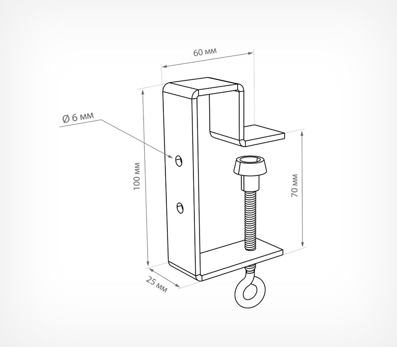 03_Струбцина с двумя отверстиями и отгибом CLAMP HOLE-L