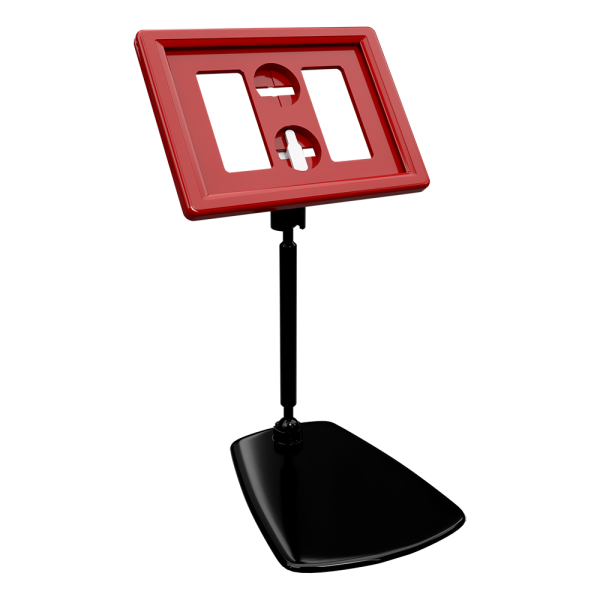 sk_Рамка ТЕХНО А8 красная, черный держатель TECHNO FOT 75 мм, ножка  50мм