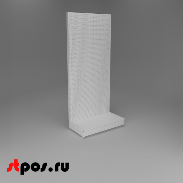 00_НАБОР Стеллаж 25 70 ПЕРФОРИРОВАННЫЙ пристенный2250х1000хо500, 1 полка + плинтус, RAL9016, Белыйа)