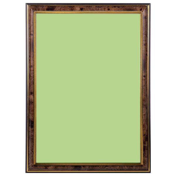 stpos_Пластиковая рамка А4 со стеклом BRAUBERG HIT3,210х300мм, багет 20мм, темный орех с двойной позолотой