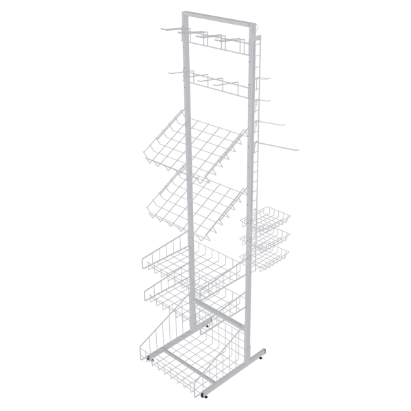sk_НАБОР Стойка ДЕМОНСТРАЦИОННАЯ прикассовая ОДНОСТОРОННЯЯ ширина 440мм, h-1850мм, RAL9016,Белый