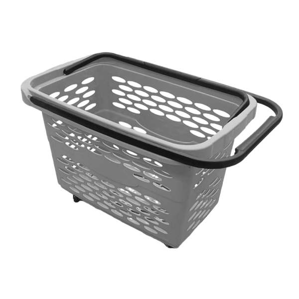 sk_Корзина-тележка пластиковая 4 колеса 40л, Серый