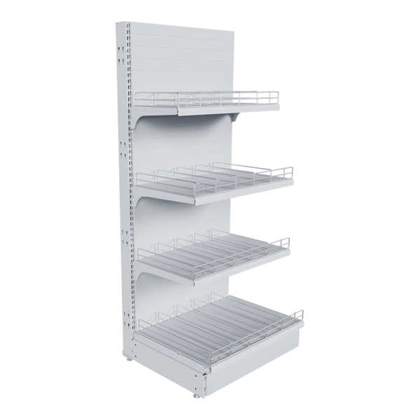 sk_НАБОР стеллаж 25 70 ГЛУХОЙ пристенный 1550х665х500 4 полоки, ограничители, разделители, ценникод