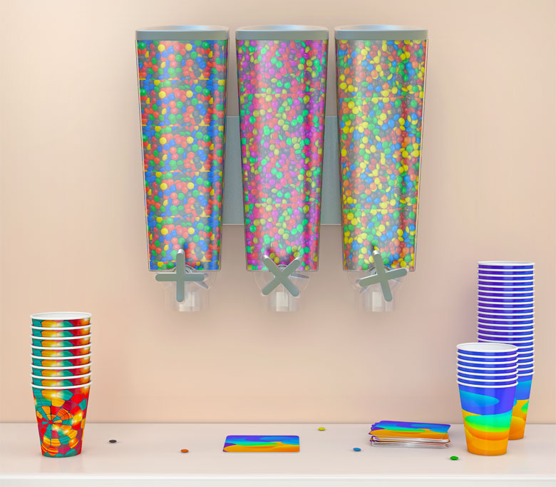 04_Гравитационные контейнеры DIAMOND 3 штуки в комплекте с настенным держателем SET DIAMOND WALL TRIO