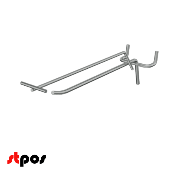 02_Крючок для перфорации одинарный с ценникодержателем 200мм, цинк-хром, d4 d3, шаг 45, BUDGET