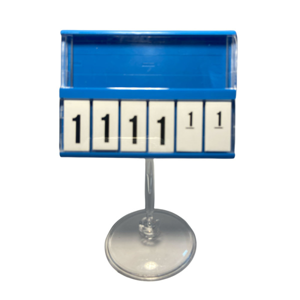 1_Кассета цен А8 ГОЛУБАЯ regular на ПРОЗРАЧНОМ держат.50мм на малой круг.подстав.PC-BASE-VL-CLIP-А8-