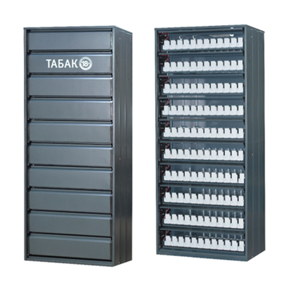 stpos_Диспенсер сигаретный 10 полок, 12 линий, 820х340х1978мм, RAL7004 Серый