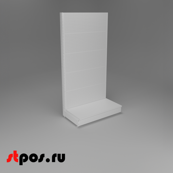 00_НАБОР Стеллаж 25 70 ПЕРФОРИРОВАННЫЙ пристенный1900х1000хо500, 1 полка + плинтус, RAL9016, Белый