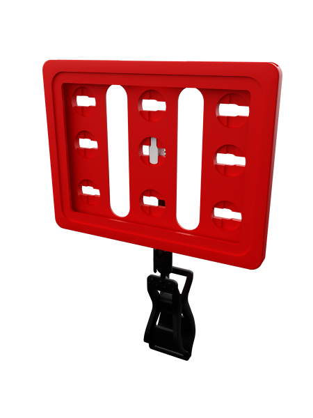 sk_Рамка ТЕХНО А7 красная, черный держатель TECHNO FX-CLIP, ножка  50мм