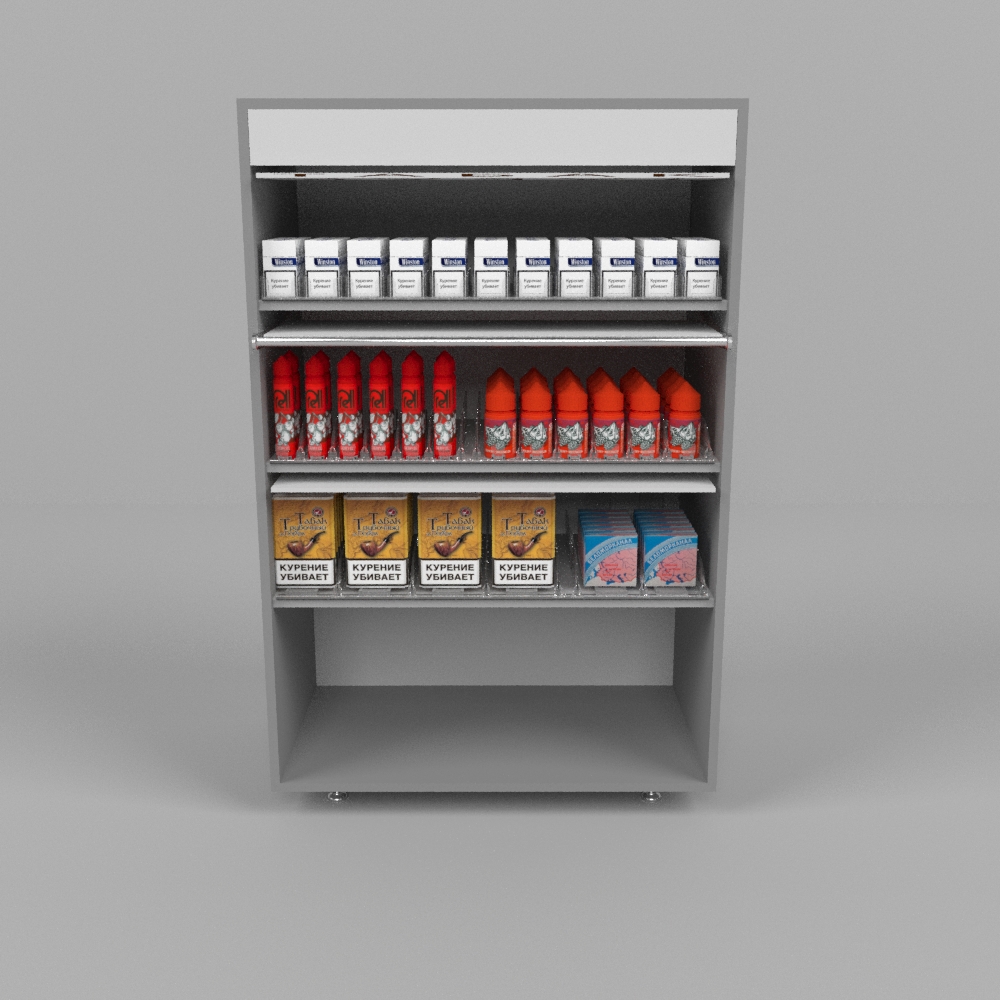 02_Диспенсер сигаретный ЛДСП, 3 полки по 10 видов, 731х420(320)х1084
