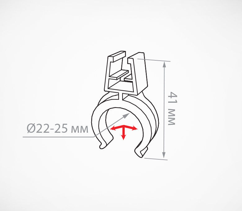 03_Клипса для крепления пластиковых рамок на трубах 22-25мм, JOKER CLIP