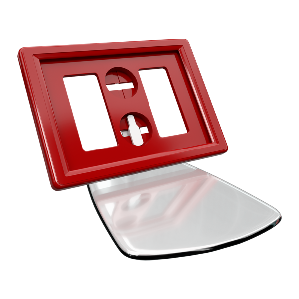 sk_Рамка ТЕХНО А8 красная, прозрачный держатель TECHNO FOT 75 мм