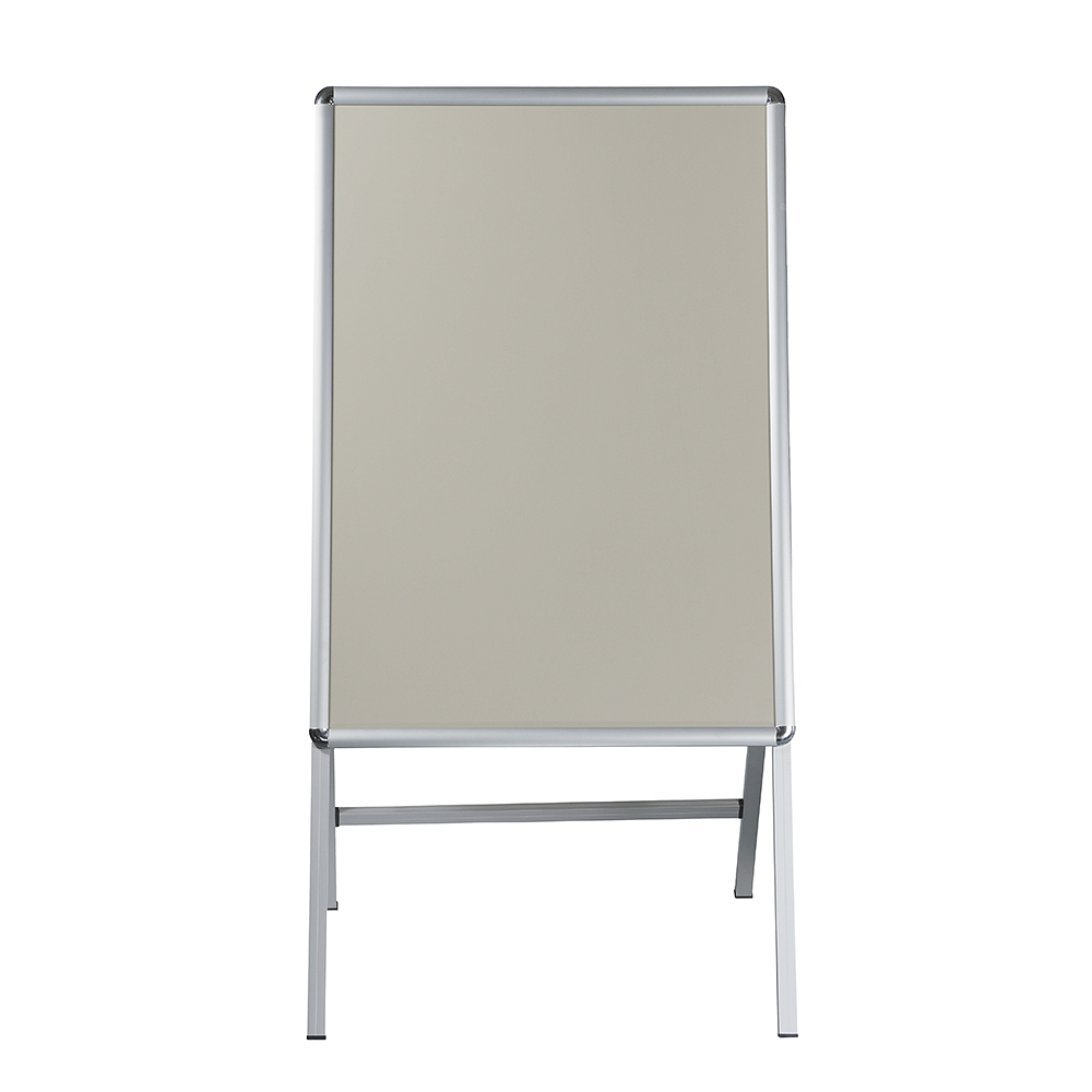 08_Штендер А-образный с двумя рамками А1, глянцевый угол, профиль 25мм, матовое серебро