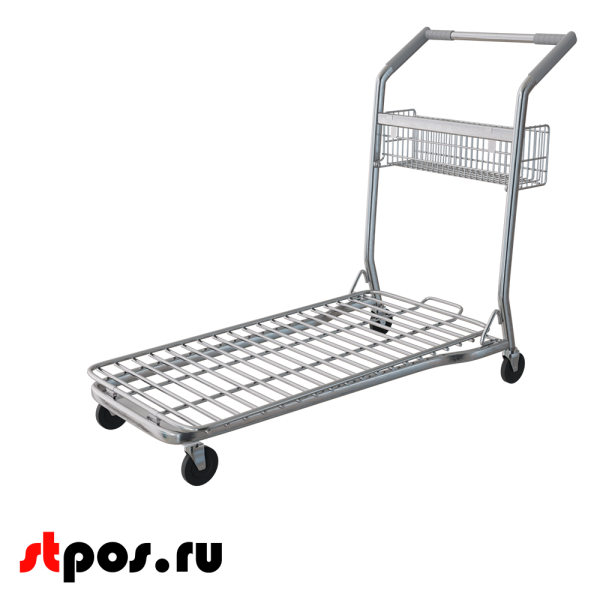 00_Тележка грузовая C1 с корзиной Сетчатая платформа до 150 кг, 1052х1002х578 мм цинк, серый
