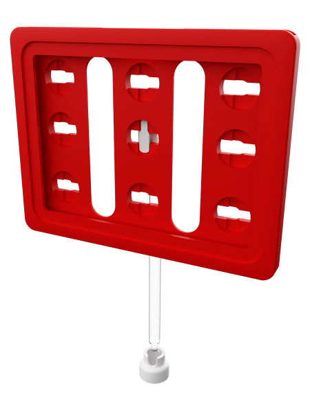 sk_Рамка ТЕХНО А7 красная, белый держатель TECHNO MAG-BASE-VL, ножка 100мм