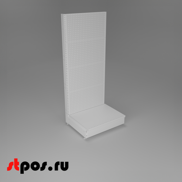 00_НАБОР Стеллаж 25 70 ПЕРФОРИРОВАННЫЙ пристенный1550х665хо500, 1 полка + плинтус, RAL9016, Белый