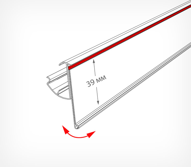 04_Ценникодержатель полочный LP39 длина  1238 мм ПРОЗРАЧНЫЙ