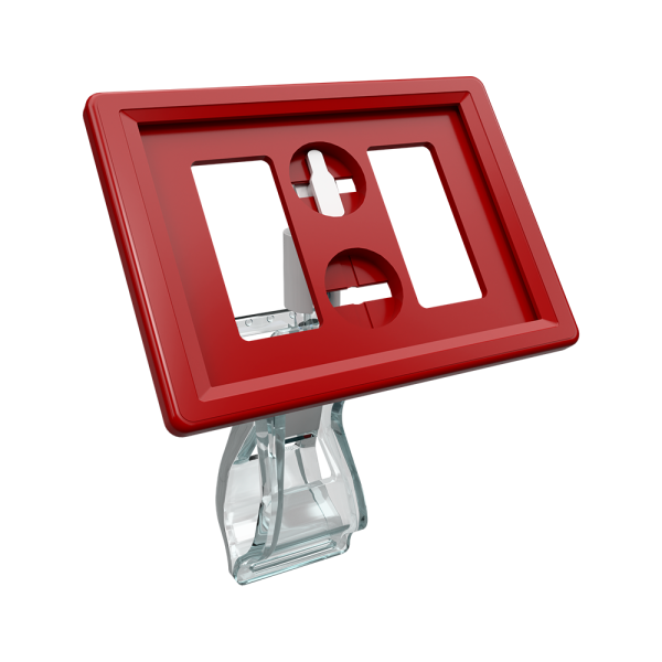 sk_Рамка ТЕХНО А8 красная, прозрачный держатель TECHNO FX-CLIP