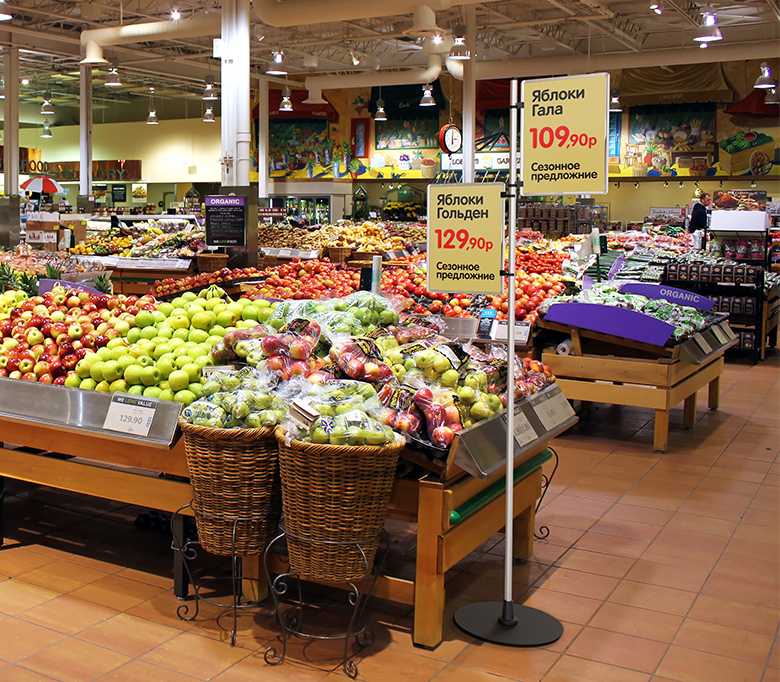 04_Стойка паллетная рекламная h-1500мм двухсторонняя INFOSTAND-FIX Duo с прозрачной рамкой А4