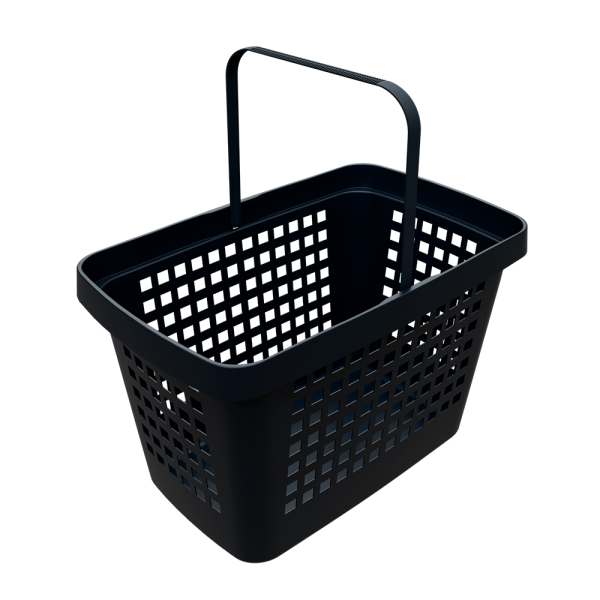 sk_Корзина покупательская пластиковая с 1 пластиковой ручкой GREAT 28л (ИСПАНИЯ), Черный