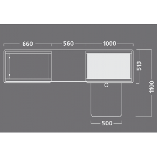 06_Кассовый бокс Stream-L-220-Т90 (тр-р 90см, ш.нерж.,без вырезов,узкий нак.), RAL3000, Красный, Правый