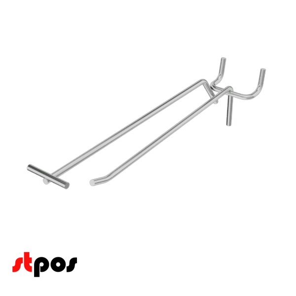 04_Крючок для перфорации одинарный с ценникодержателем 250мм, хром, d4.8мм, шаг 45мм