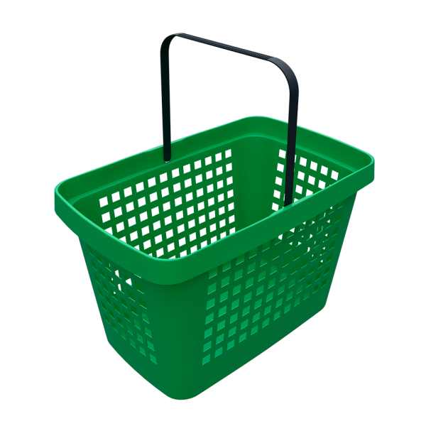 sk_Корзина покупательская пластиковая с 1 пластиковой ручкой GREAT 28л (ИСПАНИЯ), Зеленый