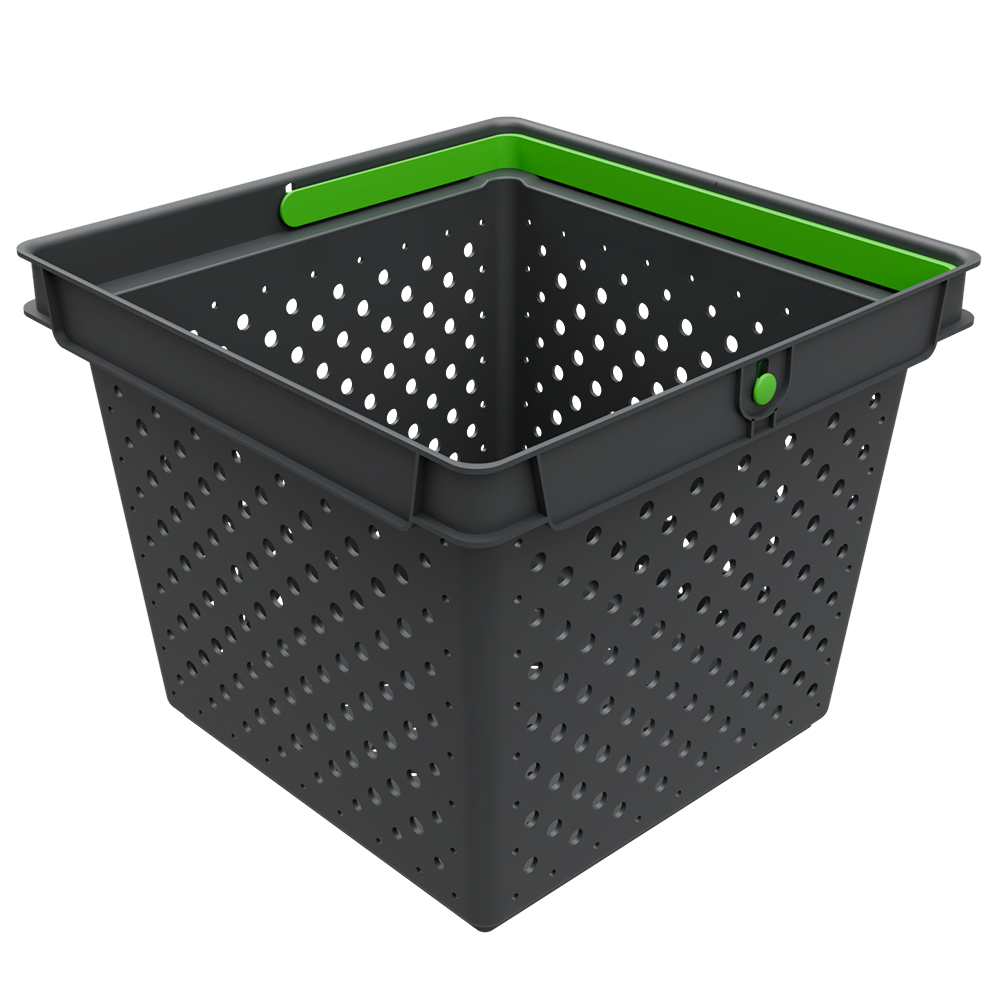 sk_2_Корзина покупательская пластиковая с 1 салатной ручкой, 10 л, QUADRO, Серый