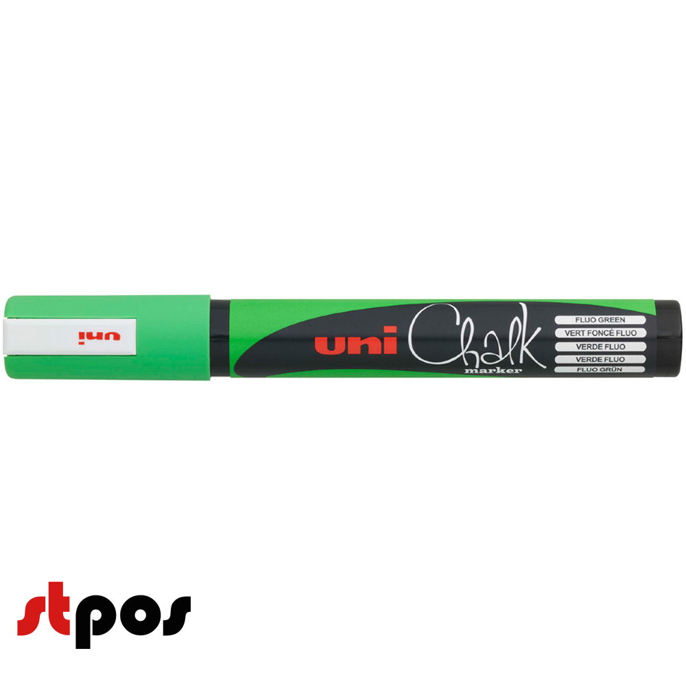 01_Маркер меловой Uni Chalk 5M 1,8-2,5мм овальный ЗЕЛЕНЫЙ флуоресцентный