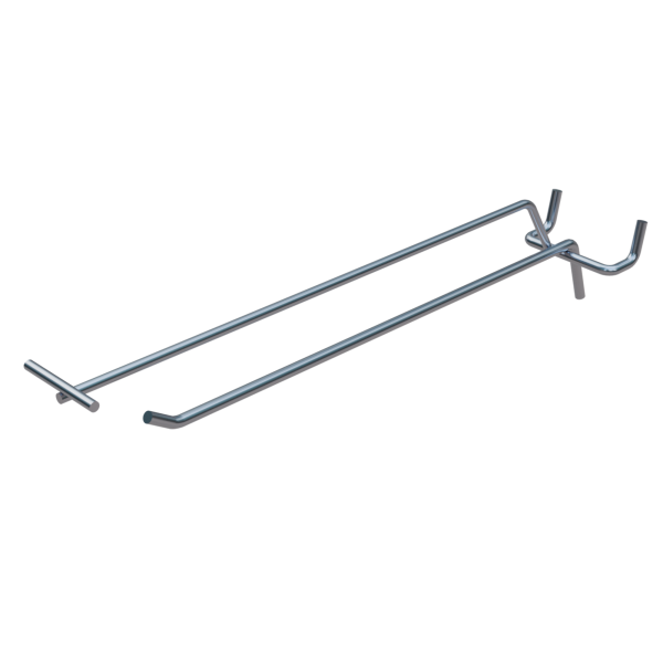 sk_Крючок для перфорации одинарный с ценникодержателем 250мм, цинк-хром, d5/d4, шаг 50