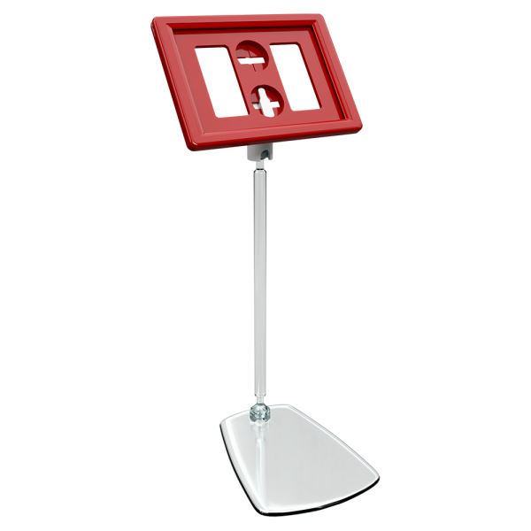 sk_Рамка ТЕХНО А8 красная, прозрачный держатель TECHNO FOT 75 мм, ножка 100мм