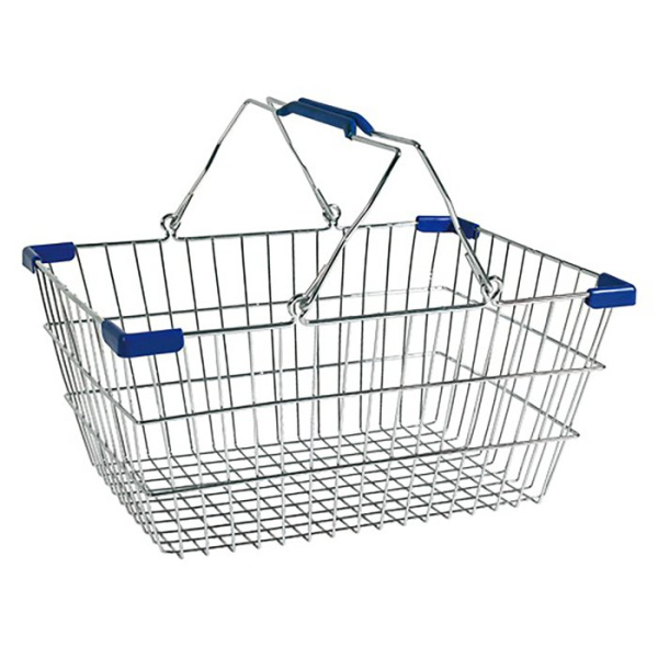1_Корзина покупательская металлическая с двумя ручками 22л цинк, Синий