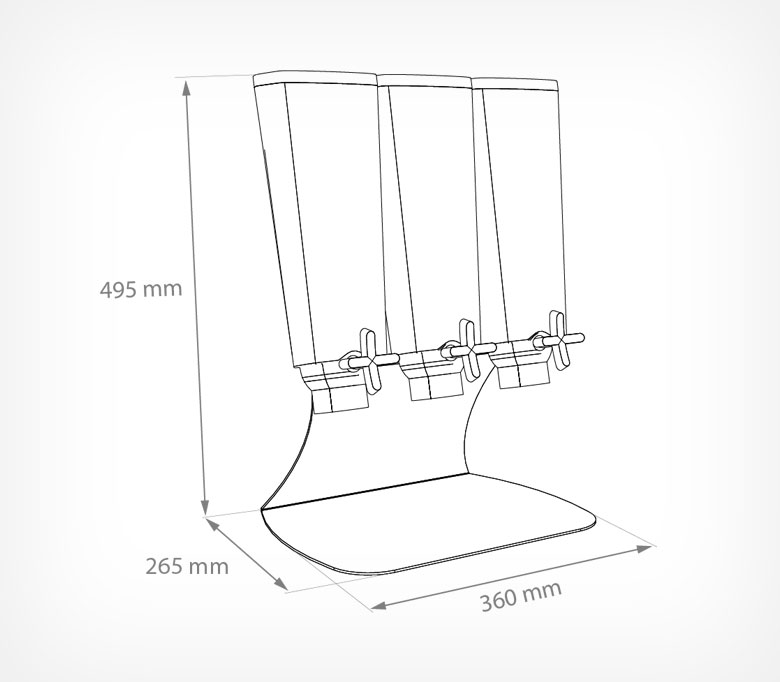04_Гравитационные контейнеры DIAMOND 3 штуки в комплекте с настольной подставкой SET DIAMOND STAND TRIO